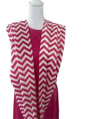 Pink Sleeveless Fit & Flare Dress with Chevron SCARF – Size Medium